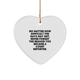 Funny Court Reporter Gifts from Friends - Inspirational Heart Ornament for Court Reporters at Christmas - Image 1